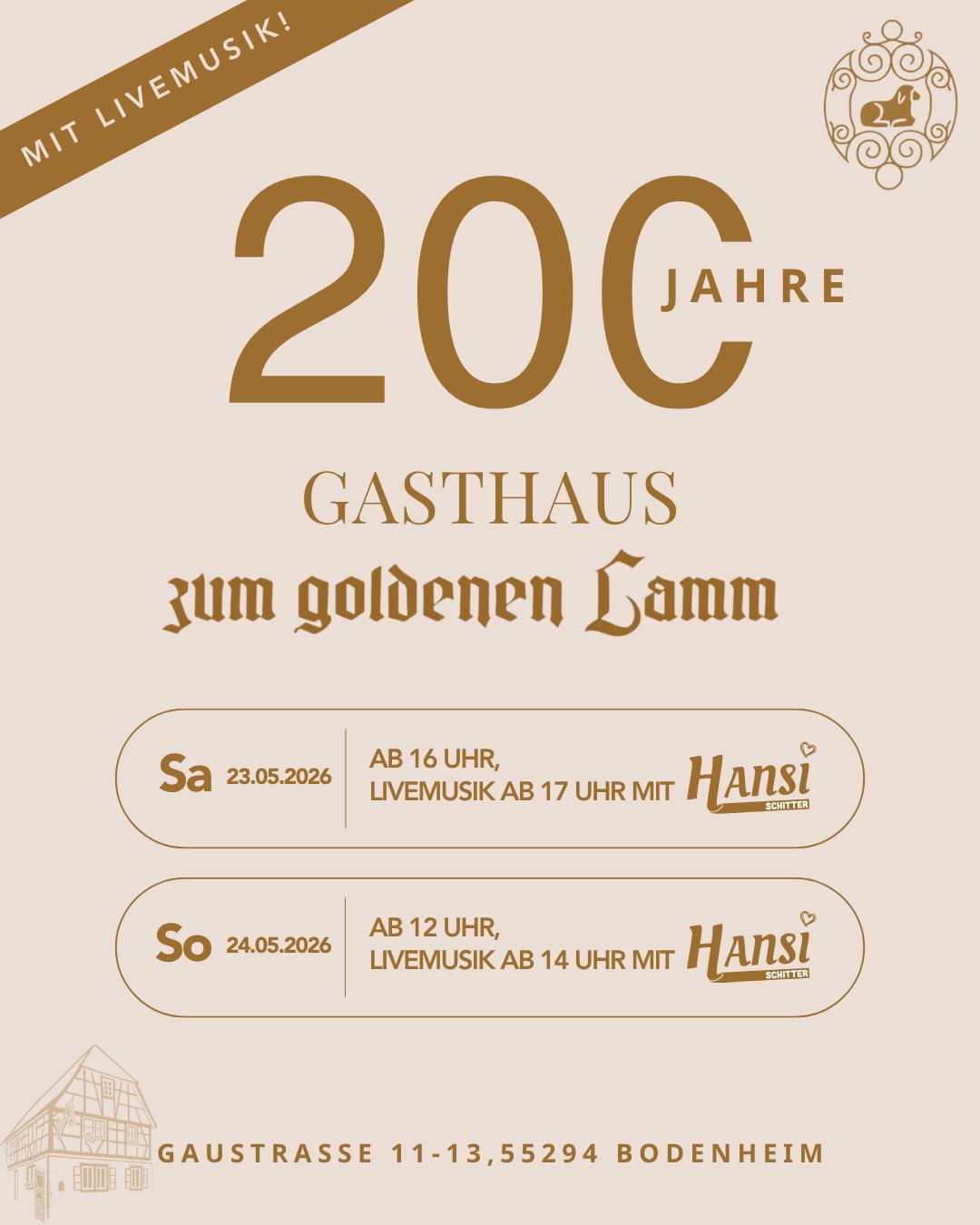 200 Jahre Goldenes Lamm Bodenheim Samstag Veranstaltung